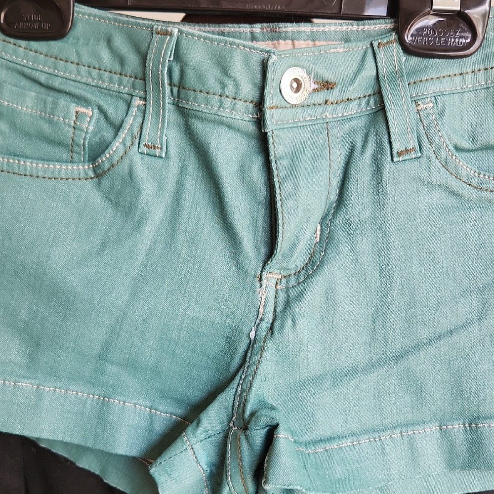 Women's Green Denim Shorts